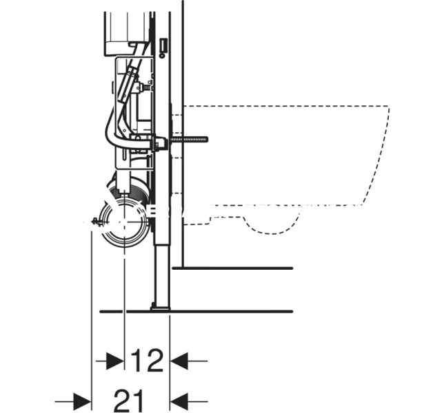 Geberit Duofix pre závesné WC, 112 cm, s podomietkovou splachovacou nádržkou Sigma 12 cm, bezbariérový, výškovo nastaviteľné WC 111.396.00.5